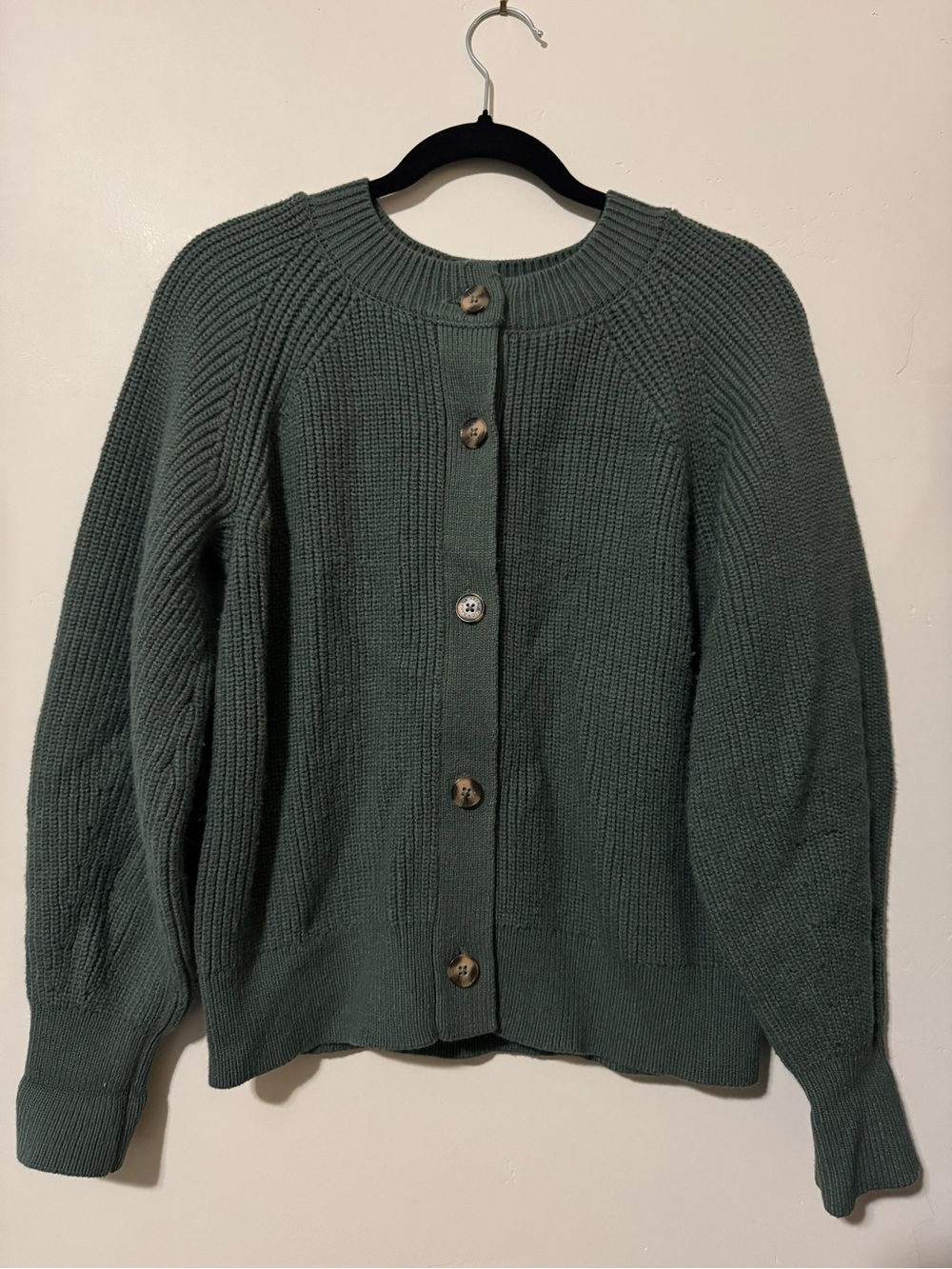 Banana Republic Forest Green Button-Up Ribbed Cardigan